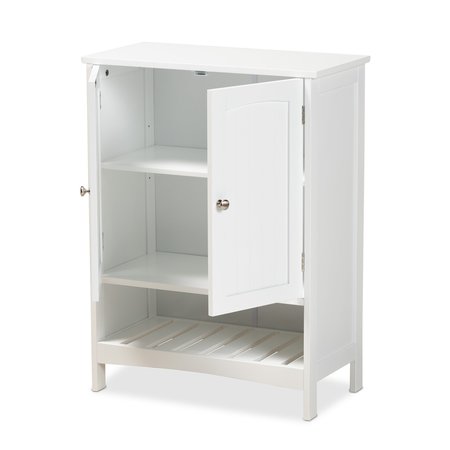Baxton Studio Jaela Modern and Contemporary White Finished Wood 2-Door Bathroom Storage Cabinet 182-11338-Zoro